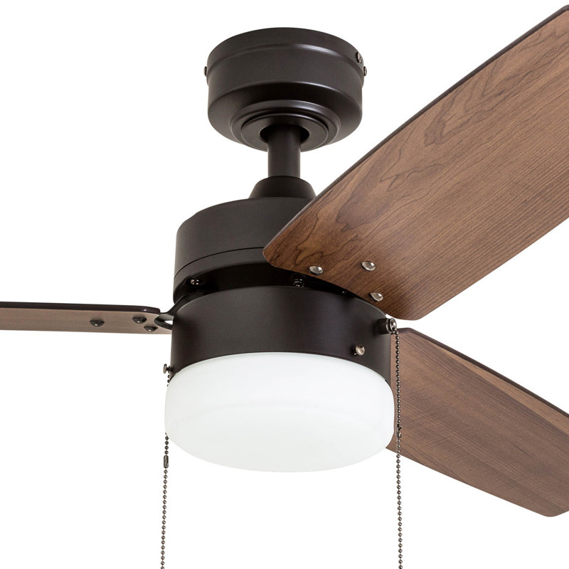Ventilateur de plafond avec lumière DEL Reston, Bronze espresso avec pales en chêne brûlé