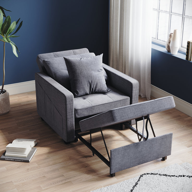 Niama Upholstered Accent Chairs Bed, Grey Fireproof Sponge