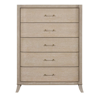 Meuble de chambre à coucher style transitionnel avec tiroirs en queue d'aronde et poignées en acrylique avec glissières à roulement à billes et tête de lit rembourrée en chêne naturel