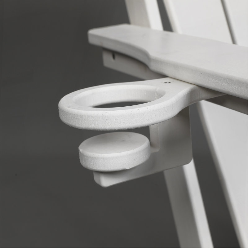 HDPE Folding Adirondack Chair With Dual Cup Holder - Composite Adirondack Chair With Wood Texture- White, White