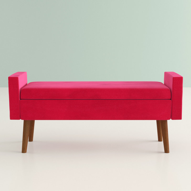 Carkin Velvet Upholstered Storage Bench, Pink
