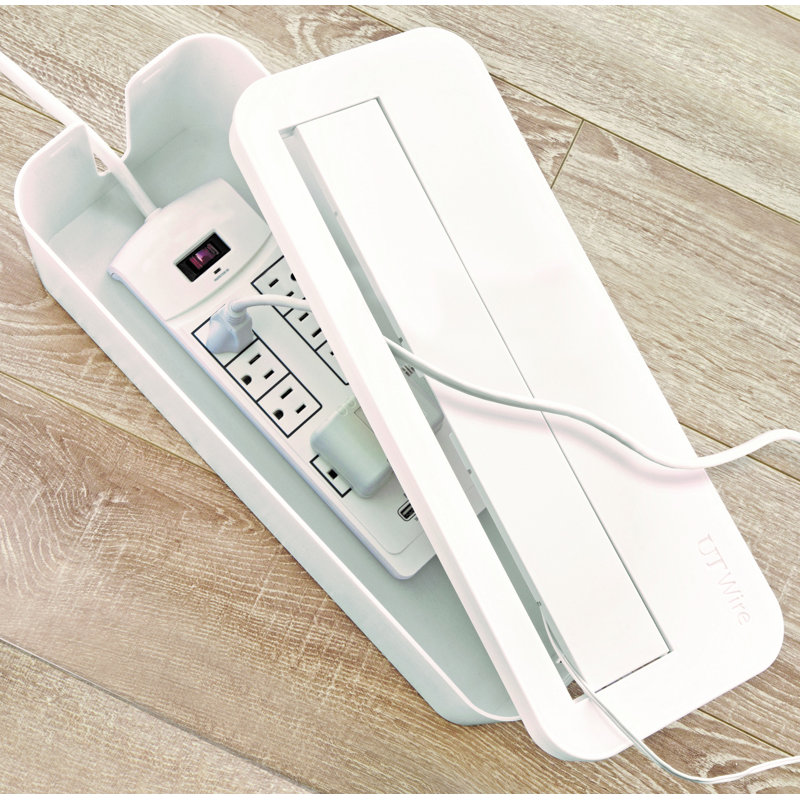 White Plastic Under Desk Cable Management Box