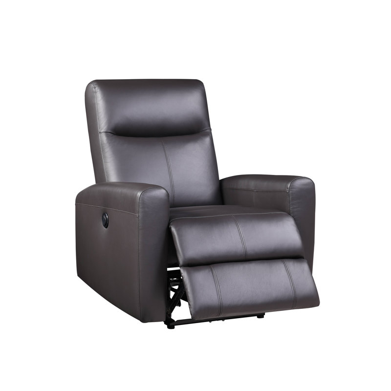 Fauteuil inclinable électrique brun en cuir fleur