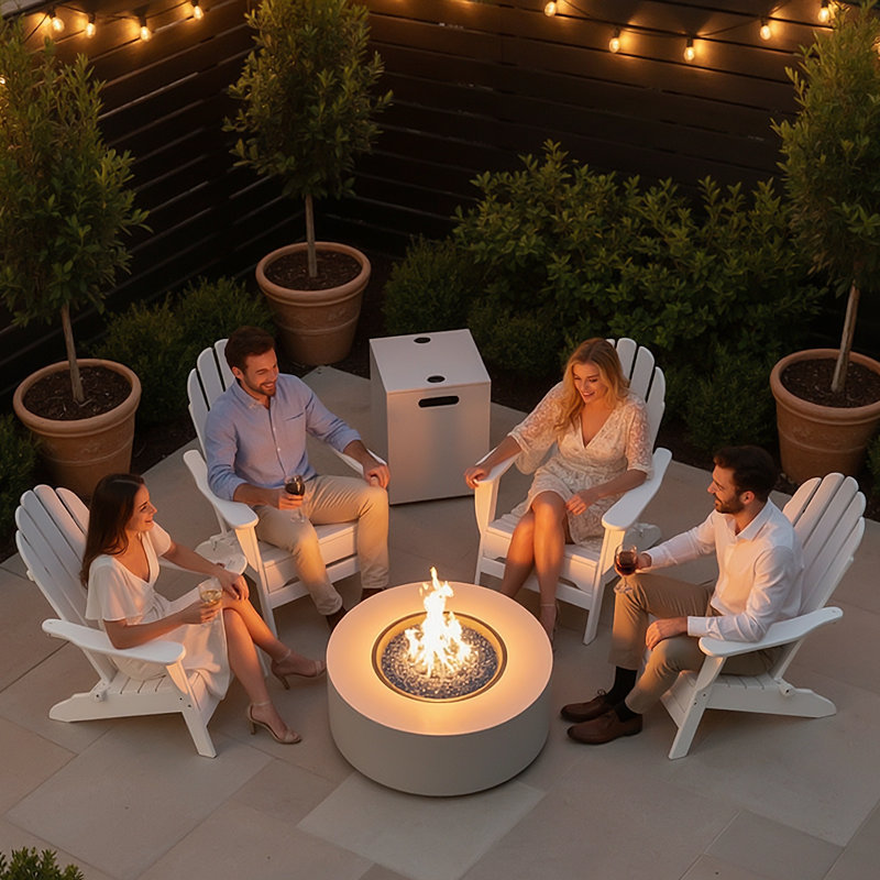 30 in Propane Fire Pit Table Set,2 in 1 Round Patio Heater Table, 50,000 BTU, Adjustable Legs, Outdoor Gas Firepit, for Backyard, Garden, Pool, Balcony