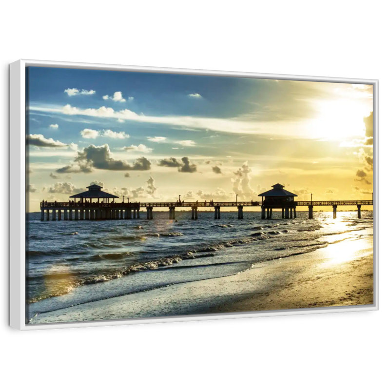 Fort Myers Pier, Cadre flottant blanc, 40 po x 27 po