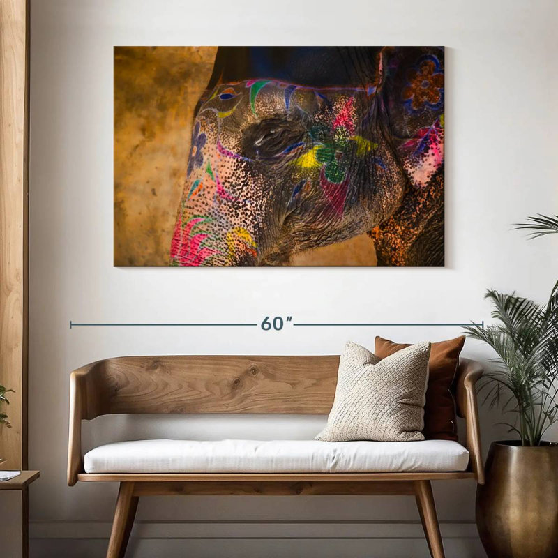 Brampt Painted Elephant In Jaipur India, 32" H x 48" W