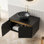 Ensemble de meuble-lavabo et d'évier de salle de bain mural de 30 po, lavabo en céramique noir avec texture de pierre, plateau fritté, portes d'armoire en sergé, mécanisme de fermeture en douceur, contreplaqué multi-couches d'eau