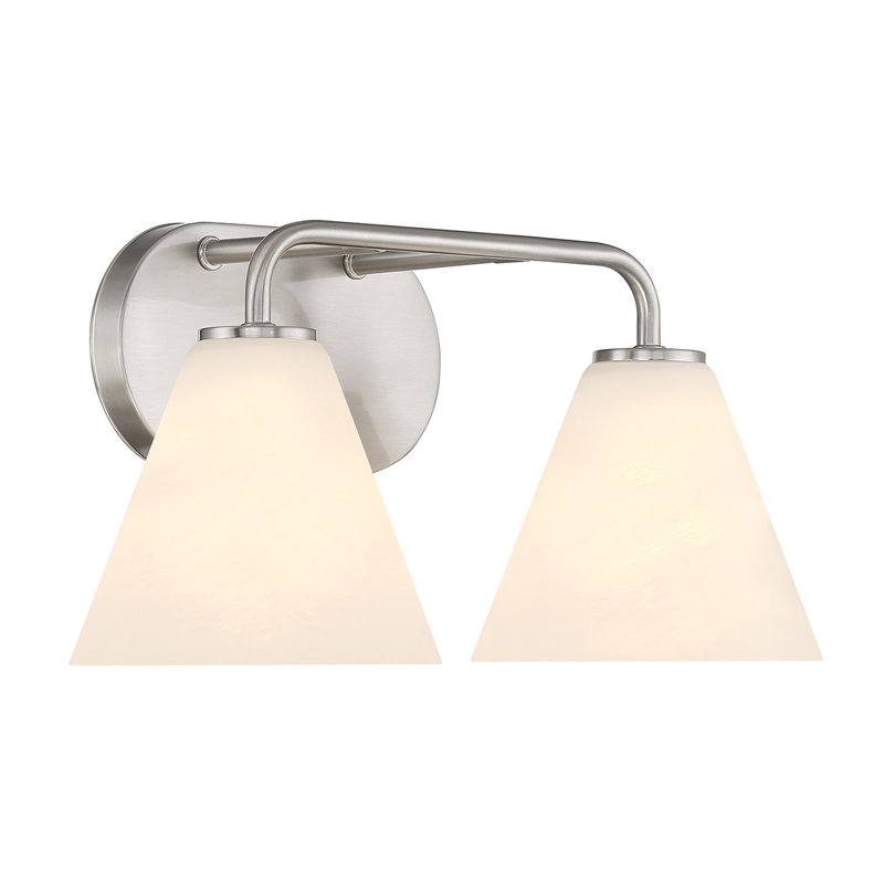 Falbo 2-Light Bathroom Vanity Light in Satin Nickel, Satin Nickel, 8" H x 15.5" W x 15.5" D, 2 Lights