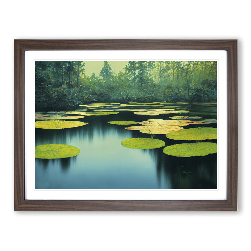 Special Water Lily Pond - Framed Print, 25cm H x 34cm W, Walnut Frame