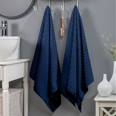 Elegant Comfort 100% Turkish Cotton Corduroy Ribbed Luxury Soft 2 Pack Bath Towels 27 X 54 Inch -  Plush, Absorbent, Quick Dry, Hotel Spa Quality Towels For Bathroom Essentials