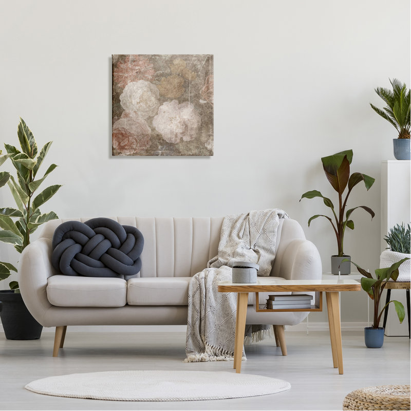 Fleurs de pivoines rétro sur toile, impression, H 24 po x l 24 po x P 1,5 po