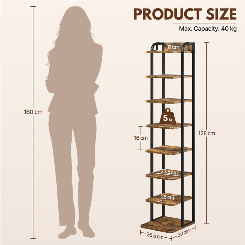 Shoe Rack, 30 cm L × 26.5 W × 128 cm H