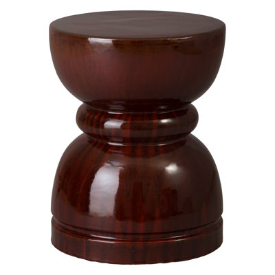 Hourglass Red Handcrafted Ceramic Garden Stool