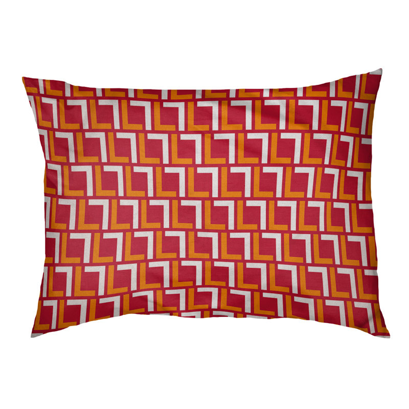 Coussin d'extérieur pour chien Tuileries, Grand (l 40 po x P 30 po x H 5 po), Rouge / Orange / Blanc