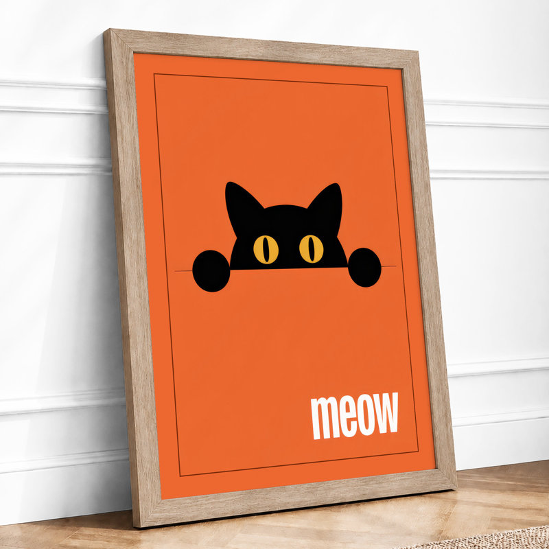 Peeking Cat Modern - Print, A2 - 59.4 x 42.0 cm, Oak