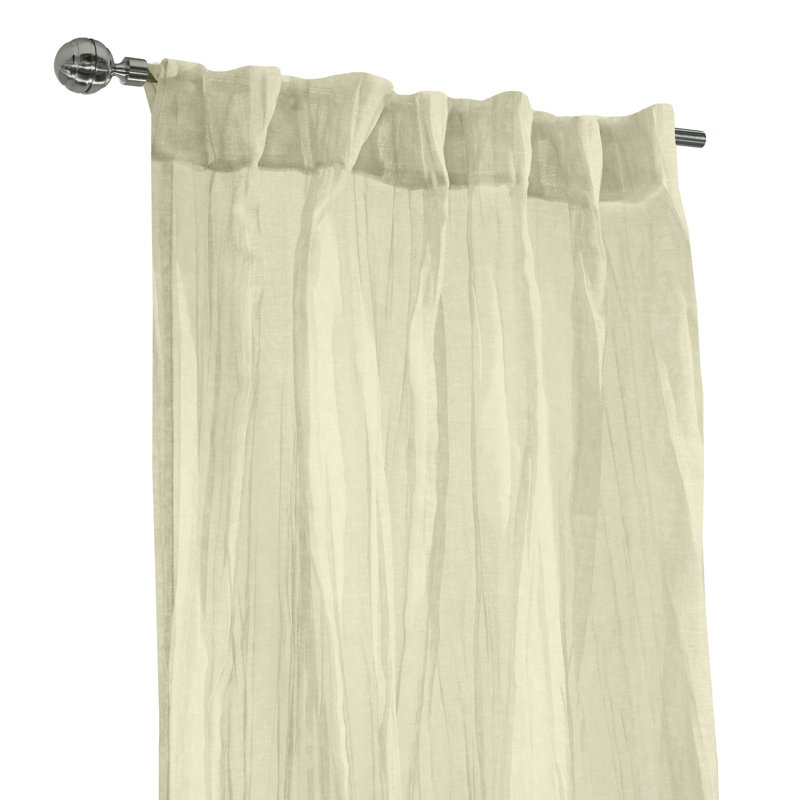 Shepardsville Sheer Curtain Single Panel, Cream, 52" W x 95" L