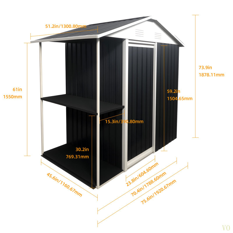 6 X 4 FT Outdoor Storage Shed With Rack Metal Garden Shed With Storage Shelves Bike Storage Tool Cabinet Box For Lawn Backyard Patio Use