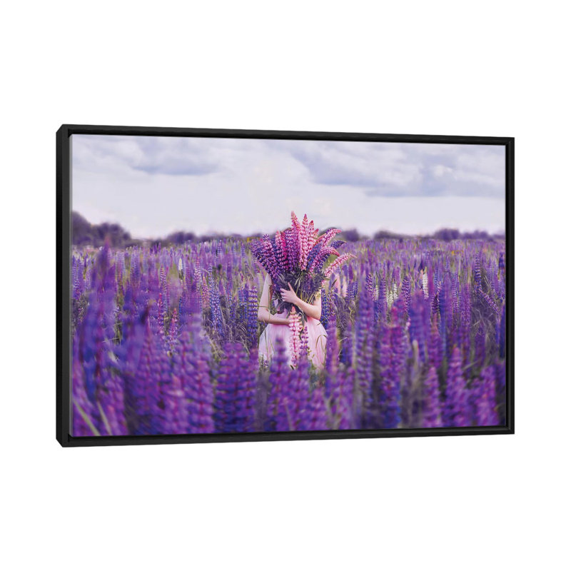 "Lupin Field" par Hobopeeba-impression, H 18 po x l 26 po x P 1,5 po, Pas de tapis, Toile avec cadre noir