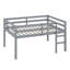 Lit mezzanine double en bois d'hévéa massif avec échelle-1922554081