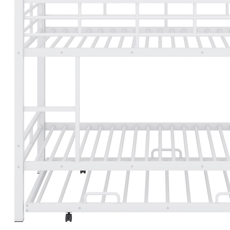 Alverne Triple Bunk Bed With Trundle, White