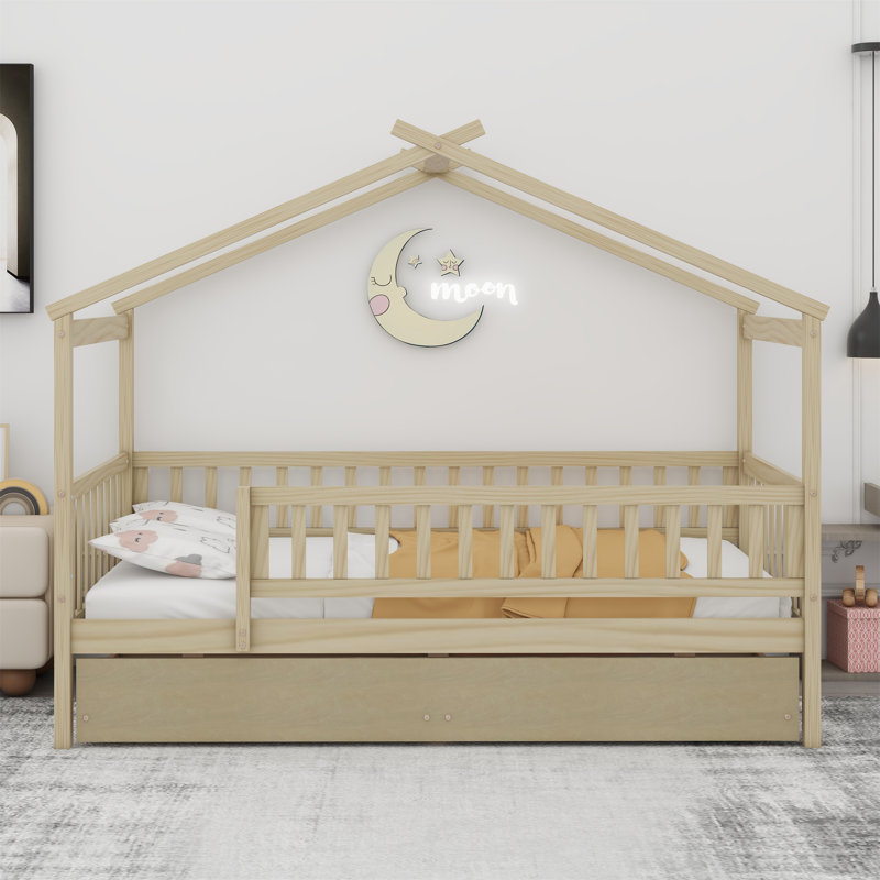 Aswin Canopy Storage Bed, Natural