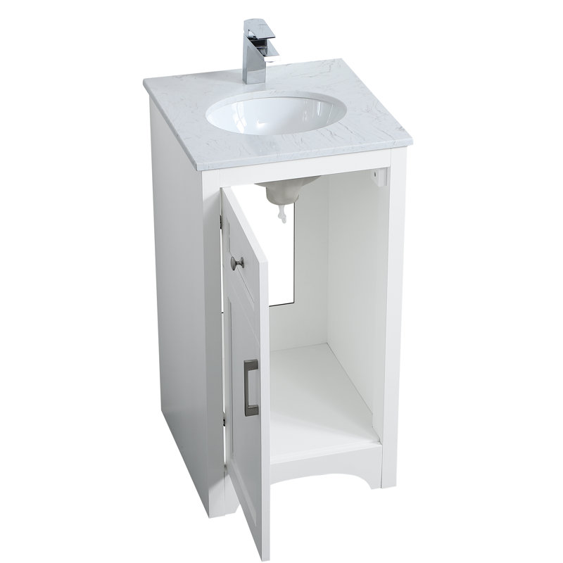 Moore 18'' Single Bathroom Vanity with Engineered Marble Top, White