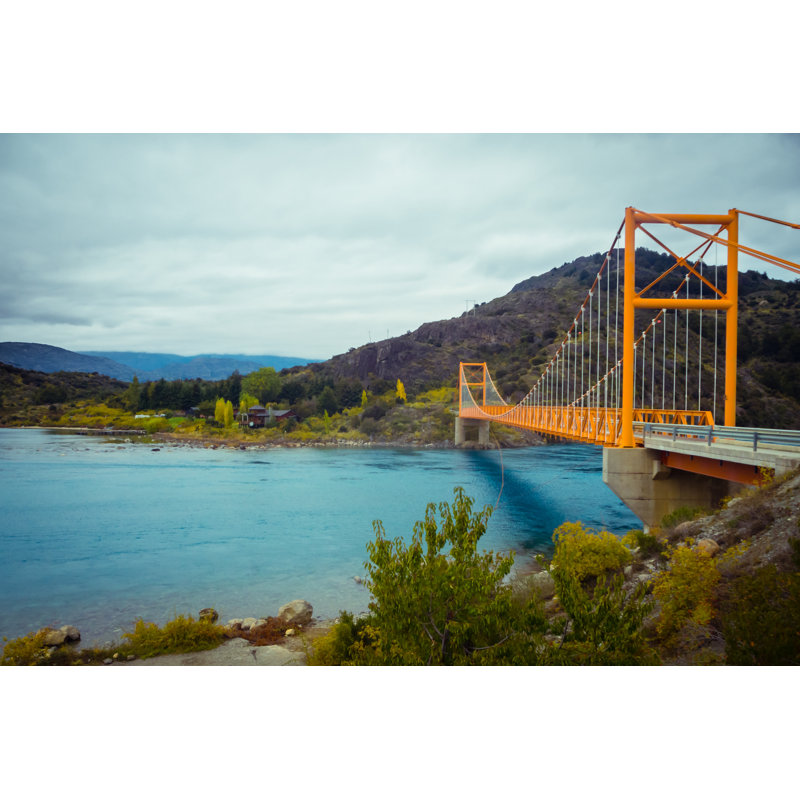 Red Suspension Bridge by Erlantz PÃ©rez RodrÃ­guez - Wrapped Canvas Print, 30cm H x 46cm W