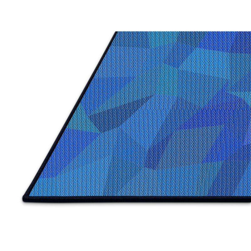 Tapis bleu/turquoise à motifs, Rectangle 2 pi x 4 pi