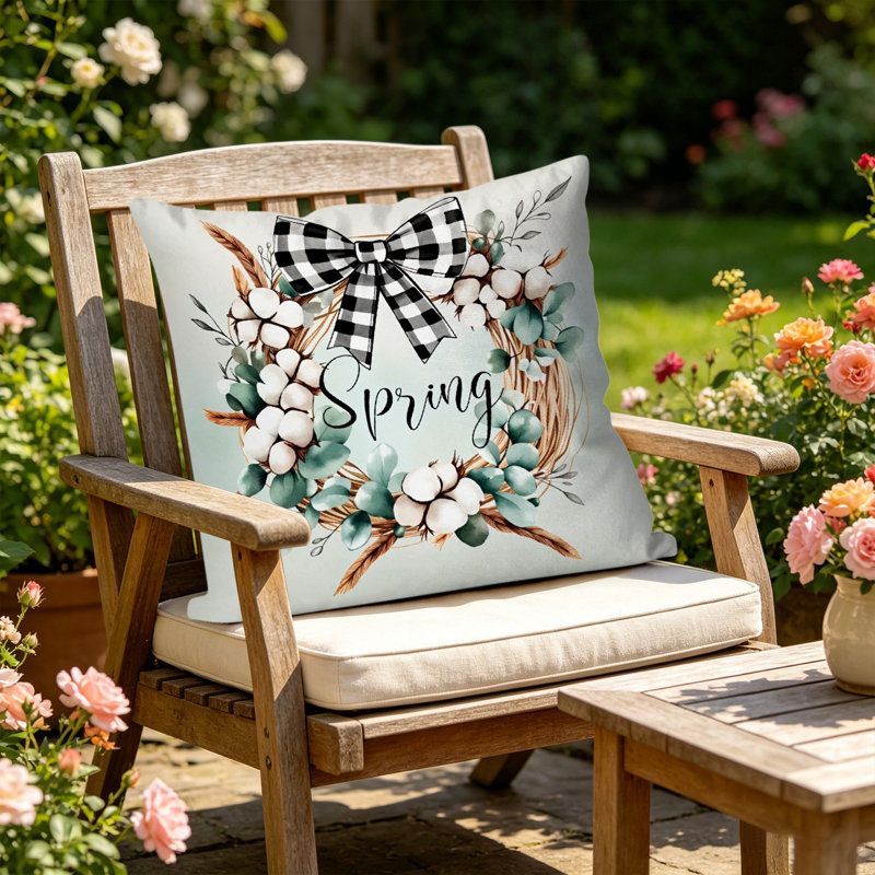 Housse de coussin vert printemps été, taie d'oreiller décorative polyvalente et tendance, tissu respirant doux, C