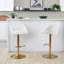 Tabouret de bar réglable Highback contemporain en métal doré et tissu crème avec repose-pieds arrondi en T - ensemble de 2-769575962