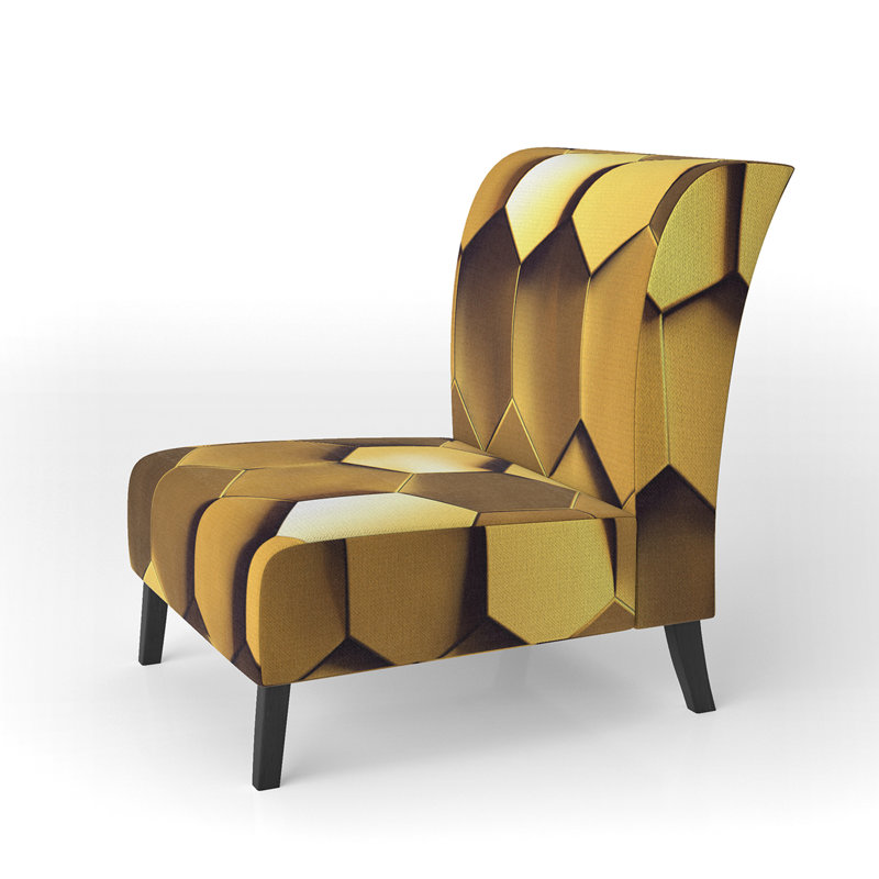 Golden Honeycomb - Mid-Century Upholstered Slipper Chair