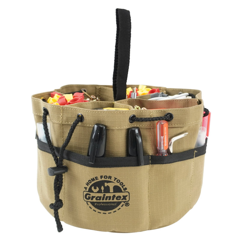 Khaki Canvas 10" Tool Grab Bag with Drawstring Closure