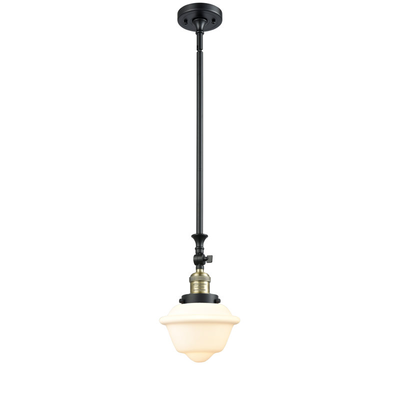 Baptiste 1 - Light Single Pendant, Matte White Cased, Black Antique Brass, 6 Watt Vinage LED Bulb