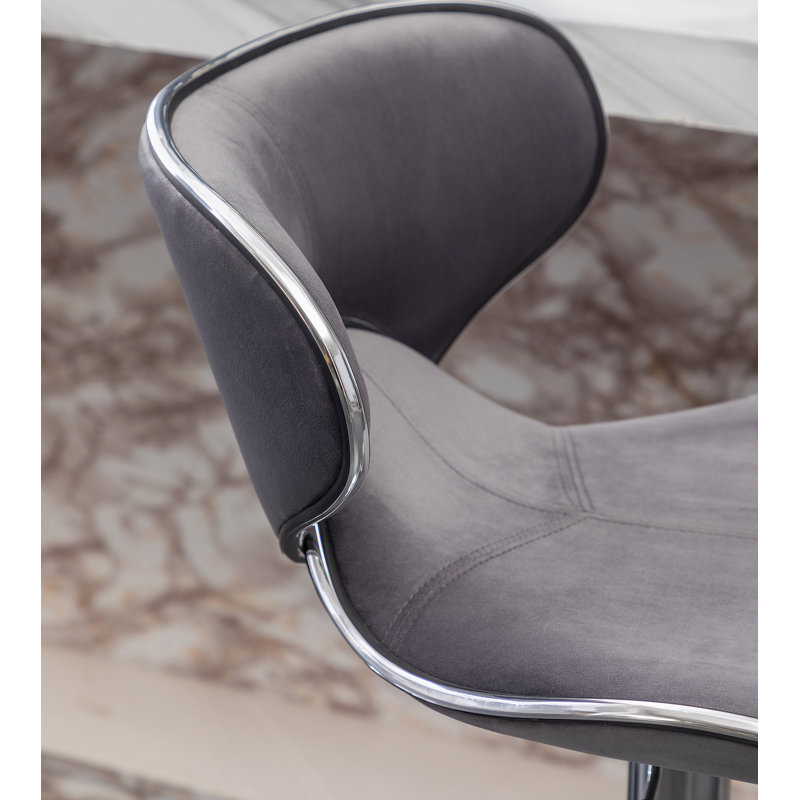 Tabouret de bar pivotant rembourré en velours Masaccio, ensemble de 2, Gris