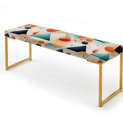 Midcentury Modern Geometrics - Midcentury Upholstered Gold Bench