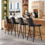 Ensemble de 2 tabourets de bar, capacité de poids: 300 lb, revêtement en similicuir avec structure en métal, tabourets de bar modernes sans accoudoirs, convenant aux îlots de cuisine et aux bars - noir