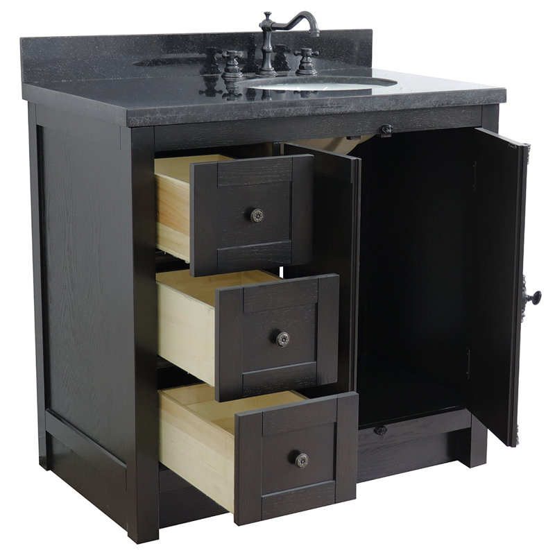 Ensemble de meuble-lavabo simple 37 po Seshadri, Noir galaxie, Brun cendré