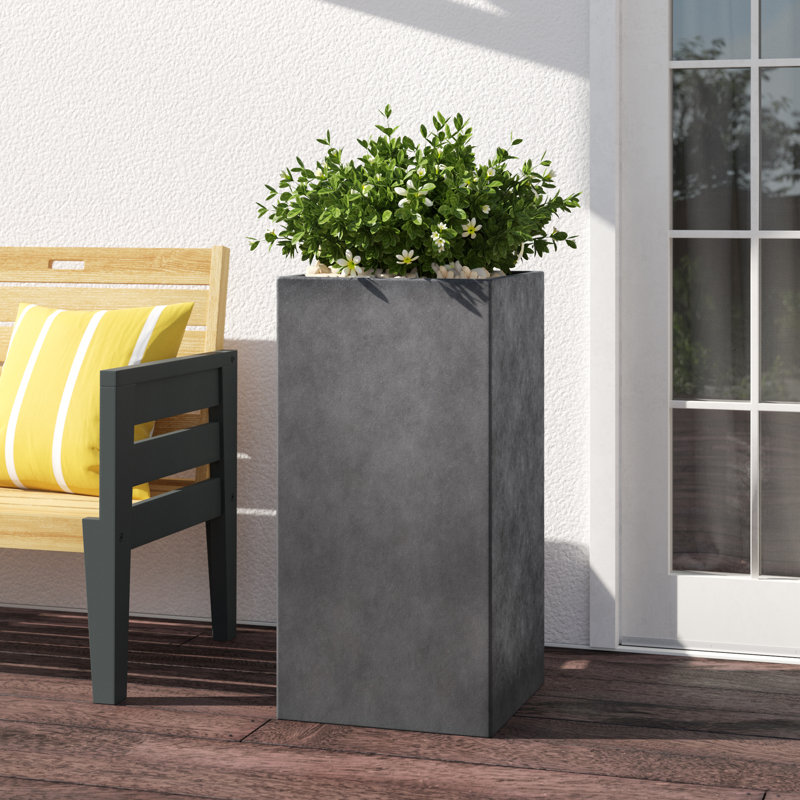 Square Plant Pot, 60.5cm H x 27cm W x 27cm D, Dark Grey