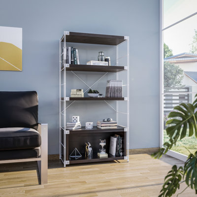 Brentwood 4-Tier Etagere Bookcase Wide Display Shelf with Steel Frame by Latitude Run