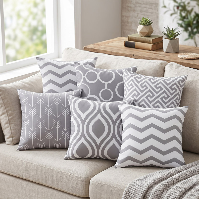 Set of 6 Geometric Throw Pillow Covers