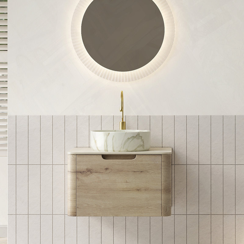 Floating Bathroom Vanity with Sink Drawer and Sintered Stone Top, 24"