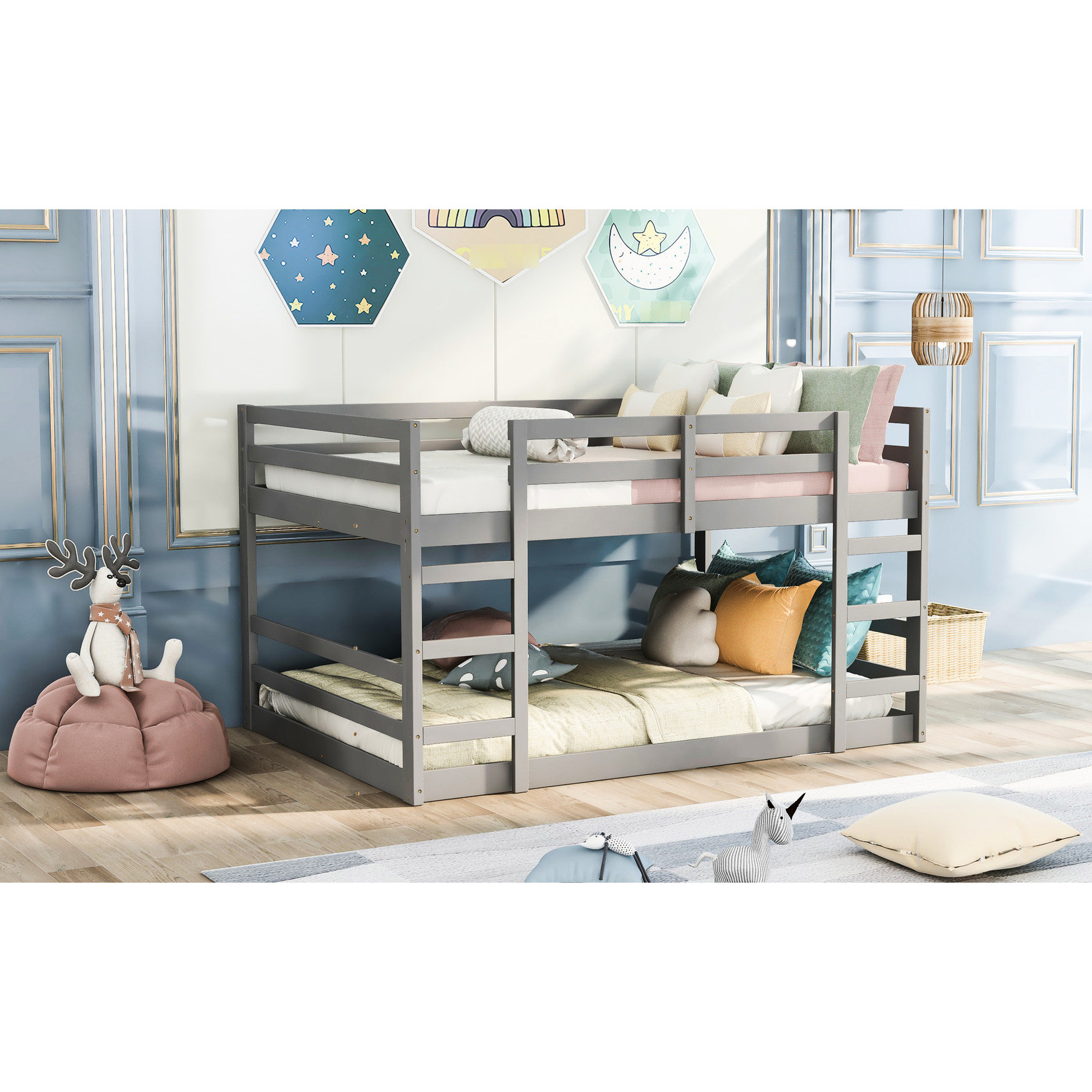 Harper Orchard Gray Full Over Bunk Bed With Guardrail - Solid Wood ...