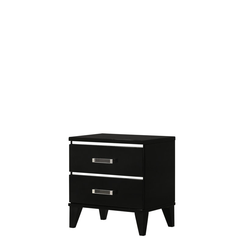 Black Nightstand With Practical Design For Bedroom - Maximizes Functionality Ample Storage Fits Various Styles
