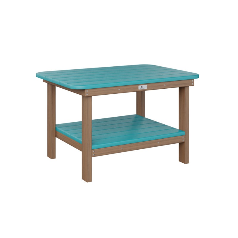 Outdoor Rectangle Coffee Table, Antique Mahogany, Aruba Blue