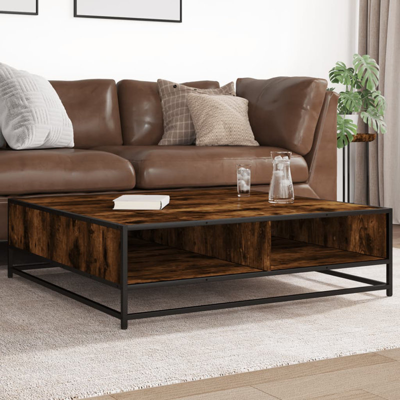 Coffee Table with Storage, Smoked Oak, 30" H x 100" L x 100" W