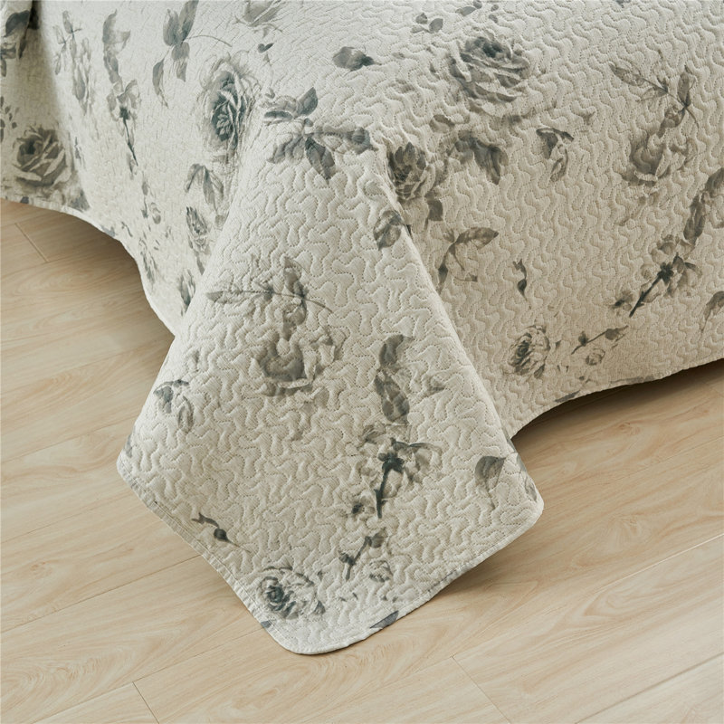 Ensemble de courtepointe réversible en microfibre 3 pièces QSM04210203, Courtepointe grand + 2 taies d'oreiller