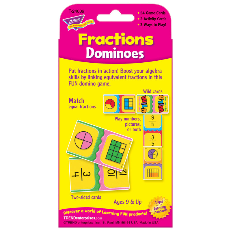 Cartes de défi Tendance Fractions Dominoes