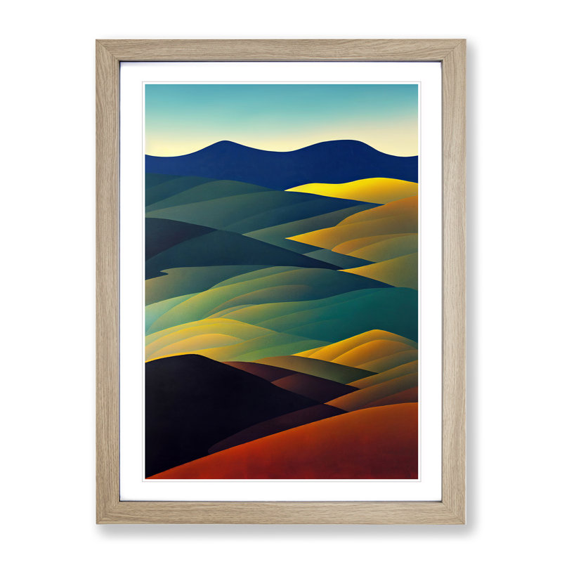 Abstract Meadow Landscape No.2 - Wall Art, 36cm H x 27cm W, Oak Framed Paper, White