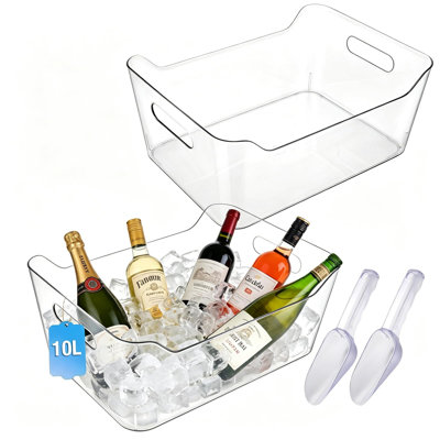 Ice Buckets For Parties,  2 PCS Thickened Beverage Tub With Scoops, Large Clear Acrylic Champagne Bucket For Beverage, Wine, Beer, Mimosa Bar Supplies