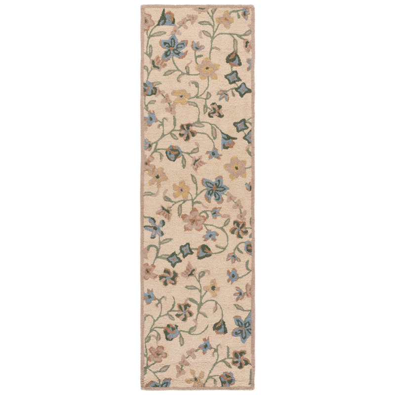 Laine touffetée à la main Chelsea Tapis d'intérieur en coton, Tapis de couloir 2 pi 3 po x 8 pi